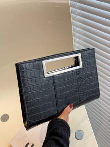 Crocodile Embossed Square Bag