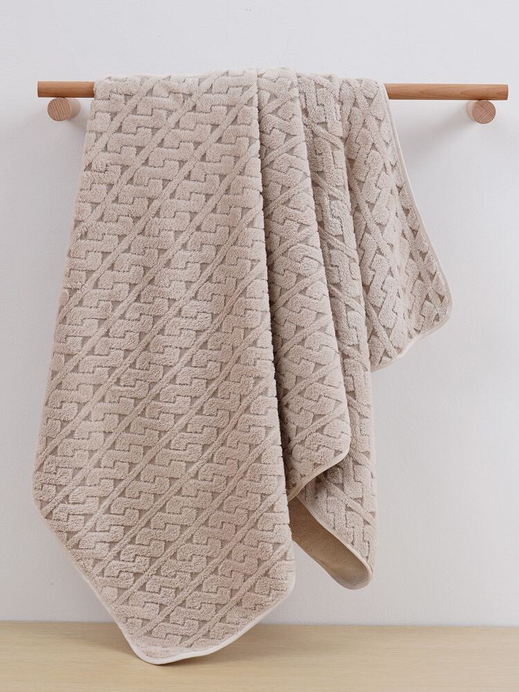 1入組提花浴巾和毛巾 - 卡其色 - 查看 4