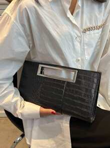 Crocodile Embossed Square Bag