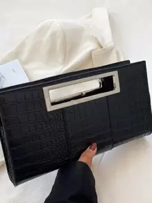 Crocodile Embossed Square Bag