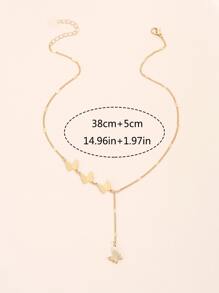 Butterfly Charm Y Lariat Necklace - Yellow Gold - View 6