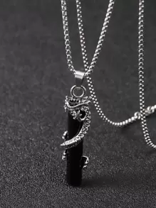 Fashionable and Popular Men Chinese Dragon & Cylinder Charm Necklace for Jewelry Gift and for a Stylish Look - Multicolor - View 2