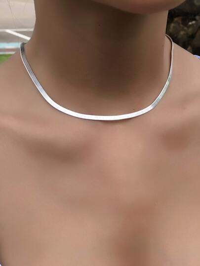 1pc Minimalist Solid Necklace, Stainless Steel Jewelry