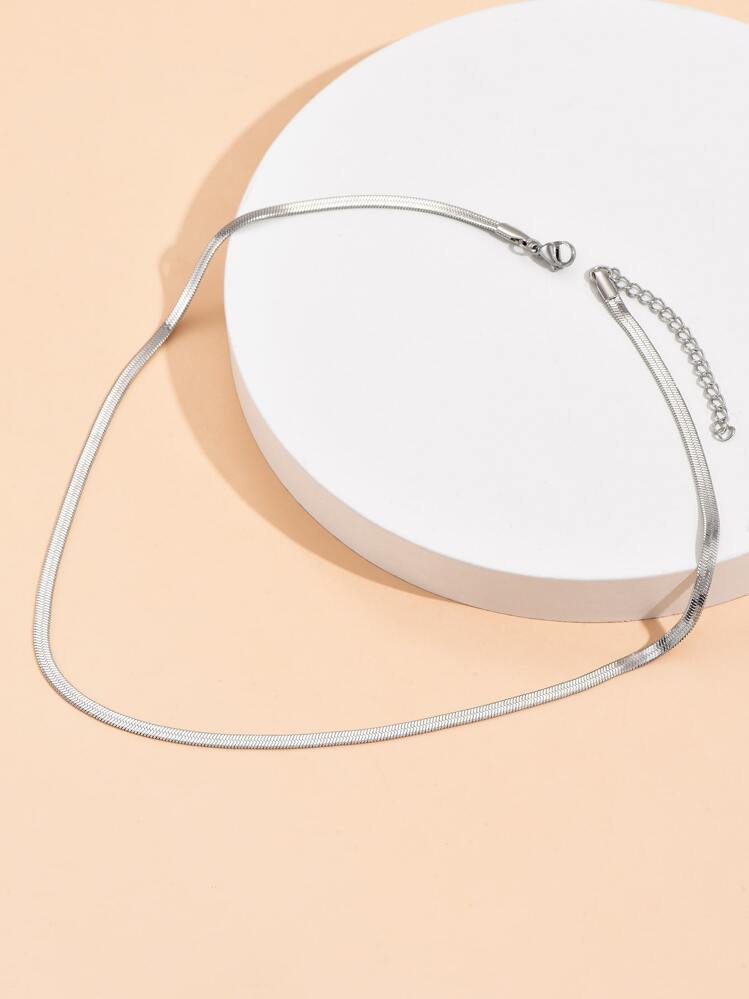 1 st minimalistiskt massivt halsband, smycken i rostfritt stål - Silver - Visa 2