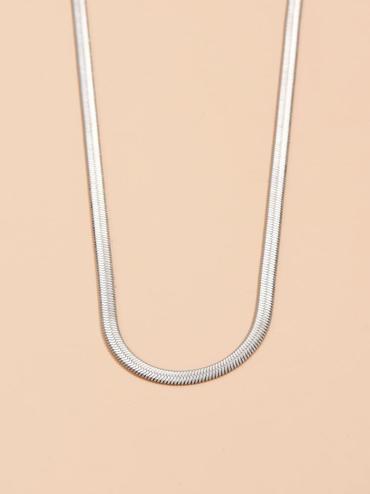 1 st minimalistiskt massivt halsband, smycken i rostfritt stål - Silver - Visa 3