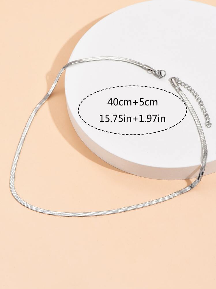 1 st minimalistiskt massivt halsband, smycken i rostfritt stål - Silver - Visa 5