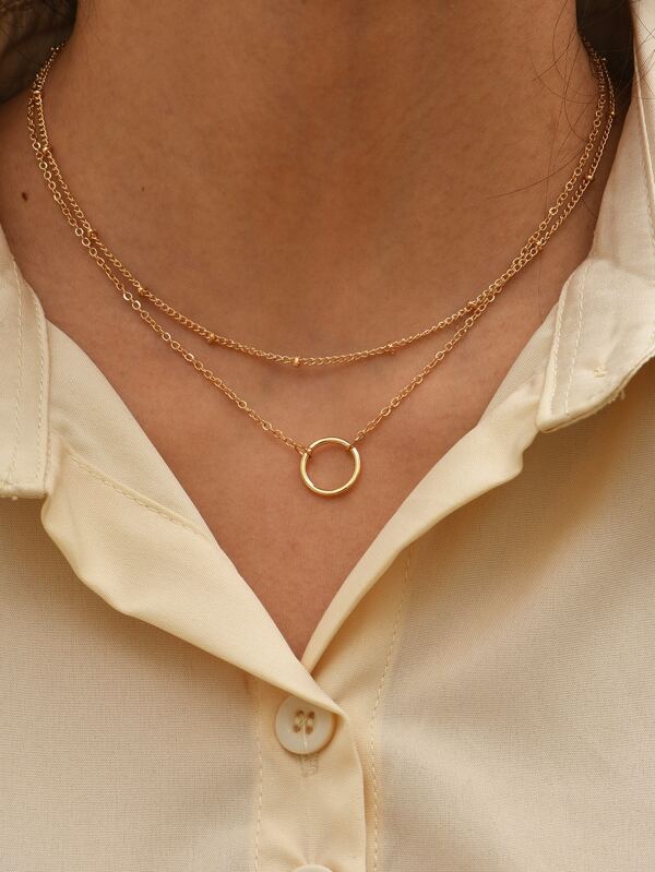 Ring Charm Layered Necklace