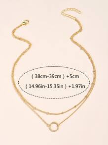 Ring Charm Layered Necklace - Yellow Gold - View 6