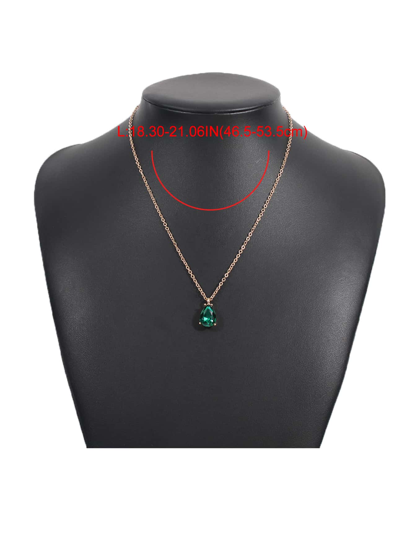 Rhinestone Water-drop Charm Necklace - Yellow Gold - View 4