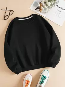 SHEIN EZwear Quần áo thể thao nữ màu trơn Giải trí - màu đen - Xem 1