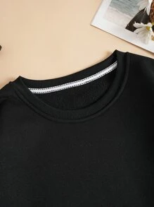 SHEIN EZwear Quần áo thể thao nữ màu trơn Giải trí - màu đen - Xem 4