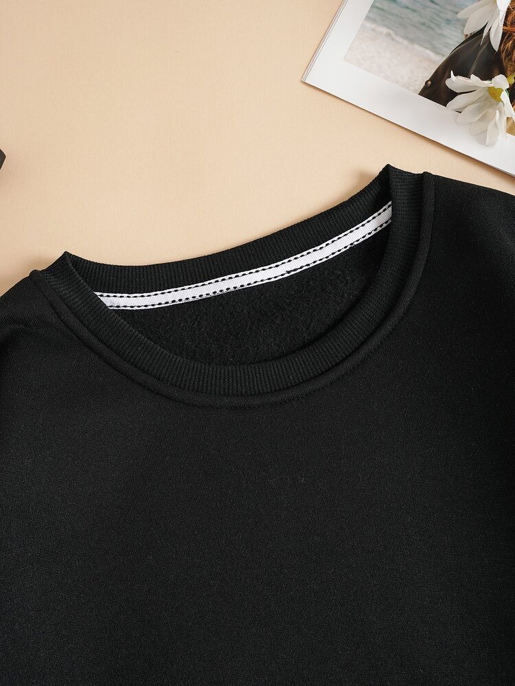 SHEIN EZwear Quần áo thể thao nữ màu trơn Giải trí - màu đen - Xem 4