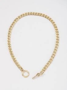 水鑽裝飾OT搭扣項鍊 - 金黃色 - 查看 2