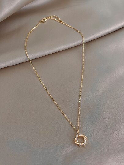 DAZY Rhinestone Decor Ring Charm Necklace