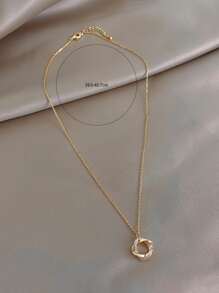 Andkiss Rhinestone Decor Ring Charm Necklace