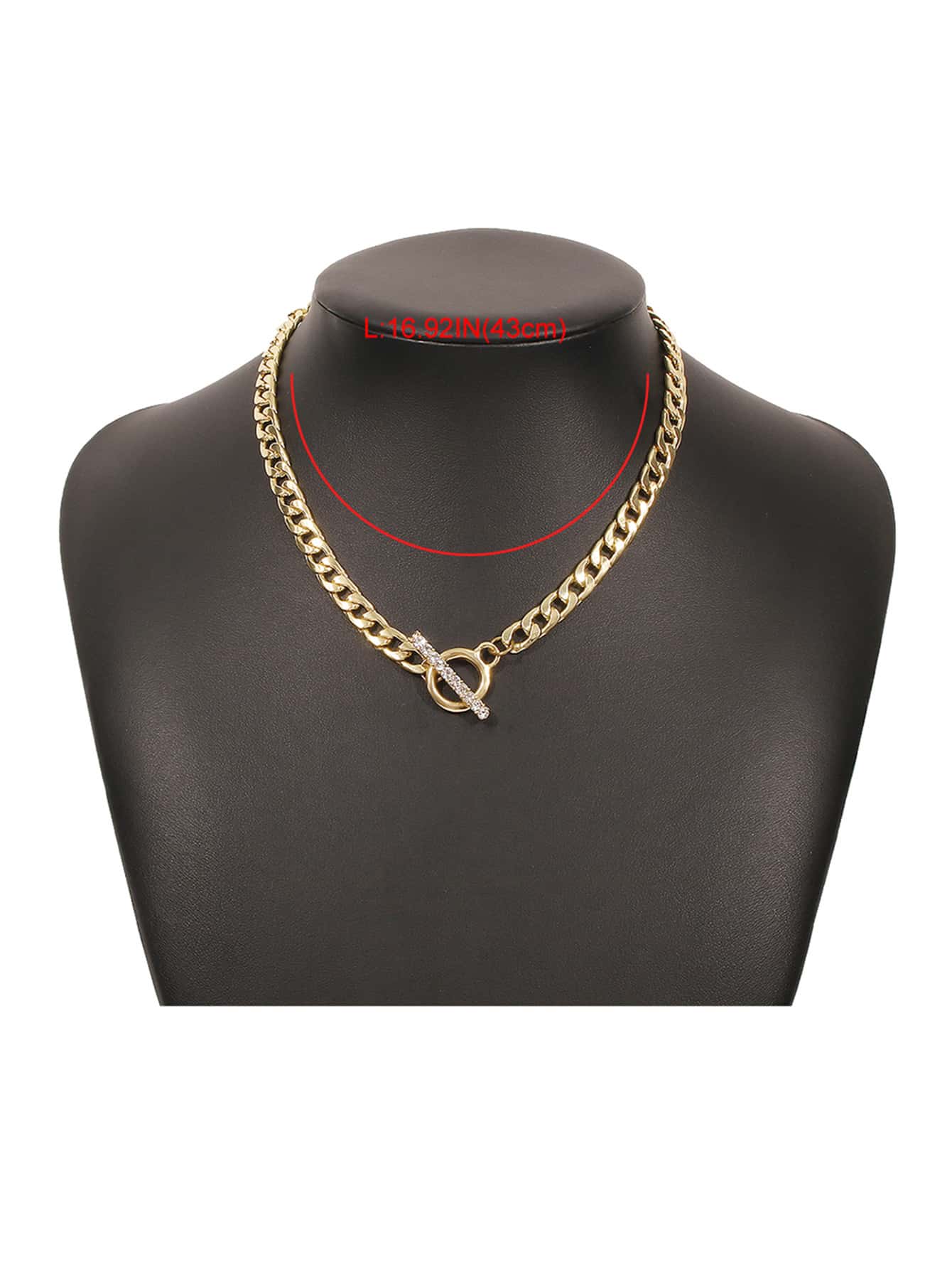 水鑽裝飾OT搭扣項鍊 - 金黃色 - 查看 3