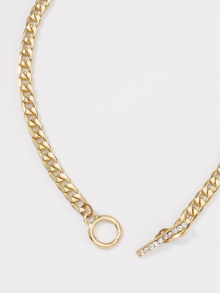 水鑽裝飾OT搭扣項鍊 - 金黃色 - 查看 4