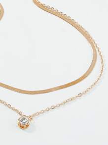 水鑽墜飾多層次項鍊 - 金黃色 - 查看 3