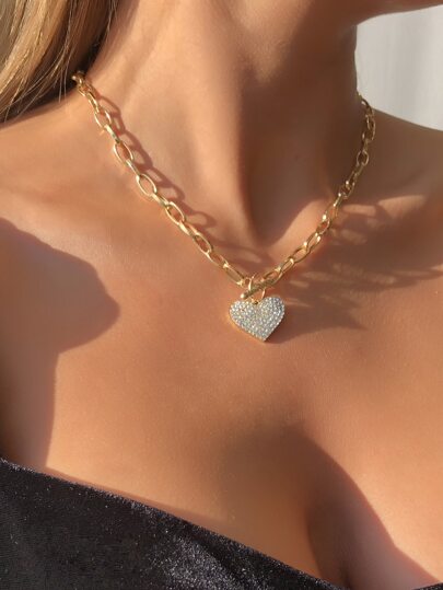 Mydear Collar con diamante de imitación con accesorio de corazón