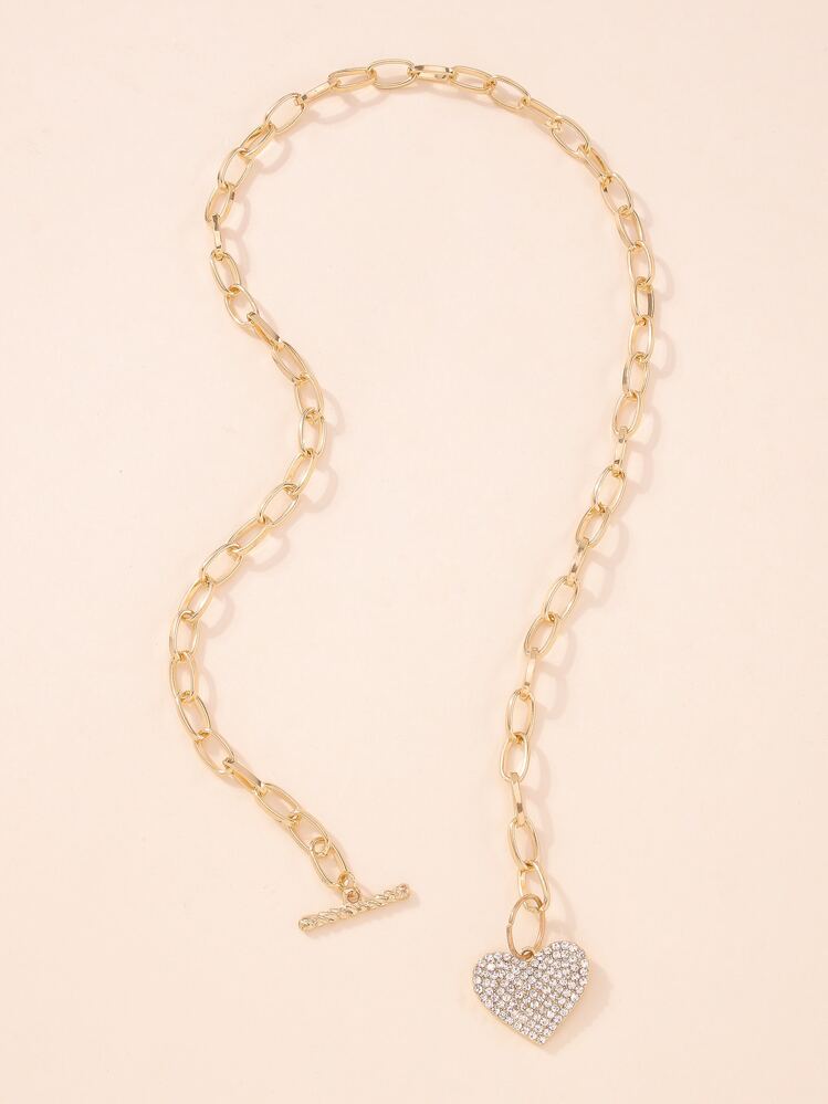 Mydear 水鑽愛心掛飾項鍊 - 金黃色 - 查看 3
