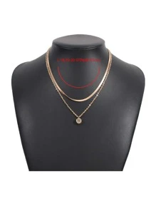 水鑽墜飾多層次項鍊 - 金黃色 - 查看 5