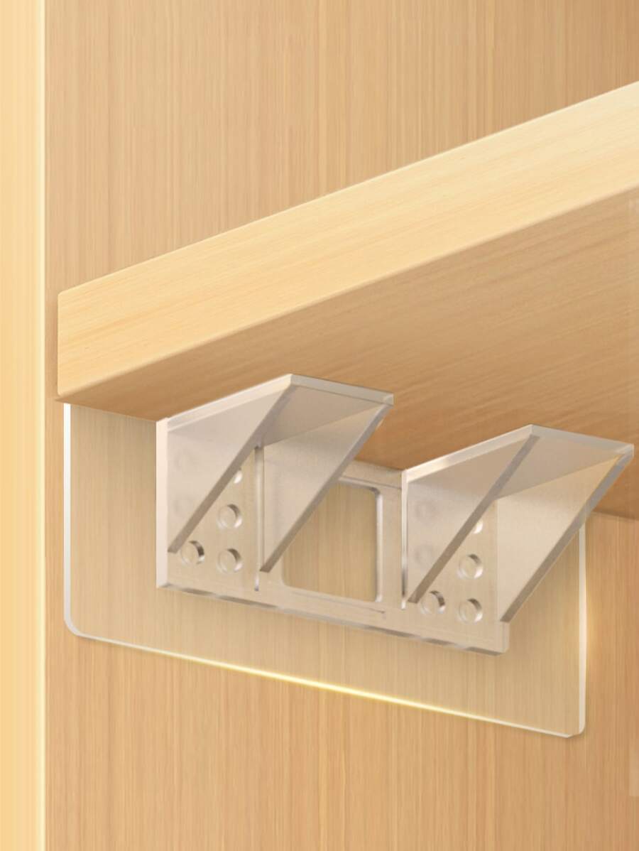 2pcs/pack Large Size Strong Support Hooks For Fixing Cabinet Board Anti-slip Layer Board Support Without Drilling - Clear - View 1