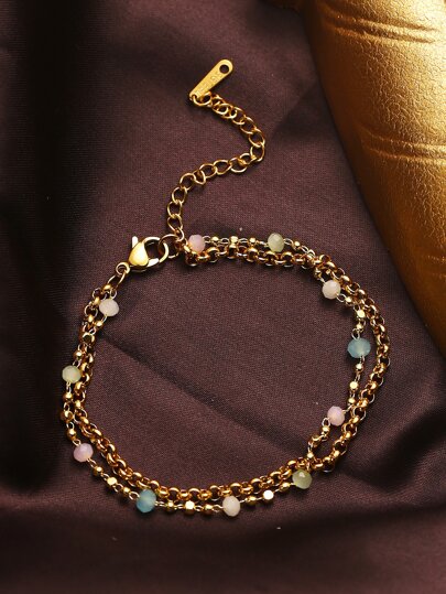 Mehrschichtiges Armband mit Perle Dekor