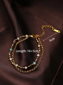 珠子裝飾分層手鏈 - 彩色 - 查看 4