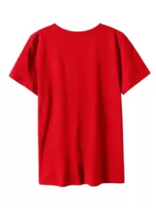 INAWLY Christmas & Leopard Print Tee - Red - View 2