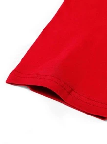 INAWLY Christmas & Leopard Print Tee - Red - View 4