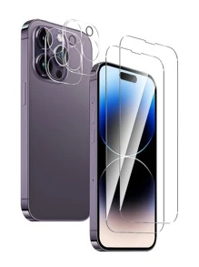 miếng phim cường lực bảo vệ HD & 2 miếng bảo vệ ống kính tương thích với iPhone 15/15Pro/15Plus/15Promax - Trong sáng - Xem 1