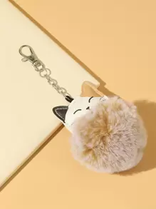 A Brown Fluffy Ball Kitten Bag Pendant Bag Present Valentines Car Accessories Women Cat Keychain Therian Cute Keychain Plush Keychain - Multicolor - View 4