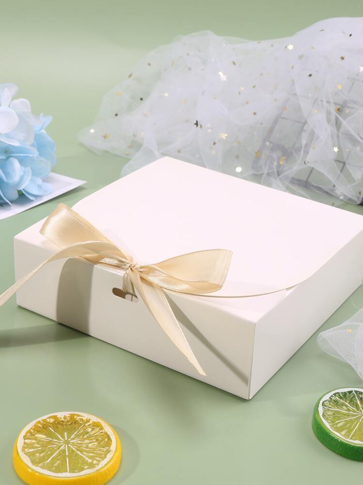 1入組素色小禮品盒簡約白色便攜式禮品包裝盒適合節日派對 - 白色 - 查看 1