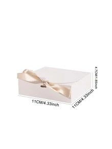 1pc Solid Small Gift Box, Simple White Portable Gift Wrapping Box, For Holiday Party - White - View 3