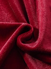 Baby Girl Flounce Sleeve Velvet Dress - Burgundy - View 4