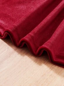 Baby Girl Flounce Sleeve Velvet Dress - Burgundy - View 5