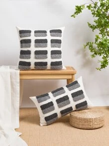 1pc Tufted Decor Cushion Cover Without Filler - Grey - View 1