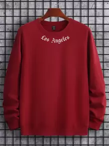 Manfinity Men Letter Graphic Sweatshirt - Burgundy - View 1