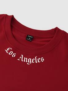 Manfinity Men Letter Graphic Sweatshirt - Burgundy - View 4