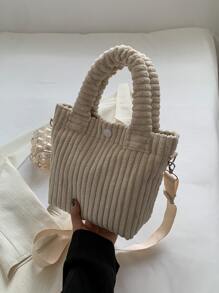 Không thấm nước, nhẹ, chi tiết nút chụp thông thường dành cho doanh nhân Túi vải nhung dành cho nữ tuổi teen Sinh viên đại học, tân binh & công nhân cổ trắng Hoàn hảo cho văn phòng, đại học, công việc, kinh doanh, đi làm - Màu be - Xem 1