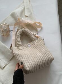 Không thấm nước, nhẹ, chi tiết nút chụp thông thường dành cho doanh nhân Túi vải nhung dành cho nữ tuổi teen Sinh viên đại học, tân binh & công nhân cổ trắng Hoàn hảo cho văn phòng, đại học, công việc, kinh doanh, đi làm - Màu be - Xem 2