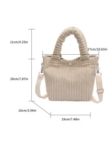 Không thấm nước, nhẹ, chi tiết nút chụp thông thường dành cho doanh nhân Túi vải nhung dành cho nữ tuổi teen Sinh viên đại học, tân binh & công nhân cổ trắng Hoàn hảo cho văn phòng, đại học, công việc, kinh doanh, đi làm - Màu be - Xem 3