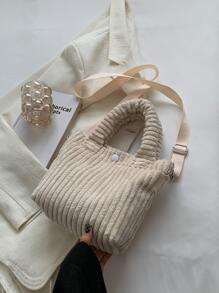 Không thấm nước, nhẹ, chi tiết nút chụp thông thường dành cho doanh nhân Túi vải nhung dành cho nữ tuổi teen Sinh viên đại học, tân binh & công nhân cổ trắng Hoàn hảo cho văn phòng, đại học, công việc, kinh doanh, đi làm - Màu be - Xem 5