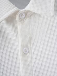 男士素色前排扣襯衫 - 白色 - 查看 3