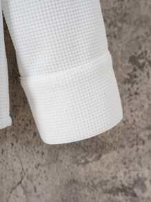 男士素色前排扣襯衫 - 白色 - 查看 5