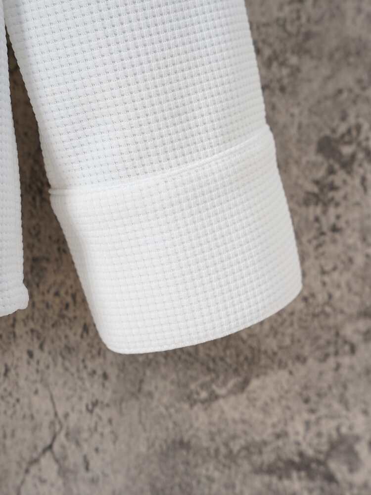 男士素色前排扣襯衫 - 白色 - 查看 5