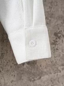 男士素色前排扣襯衫 - 白色 - 查看 7