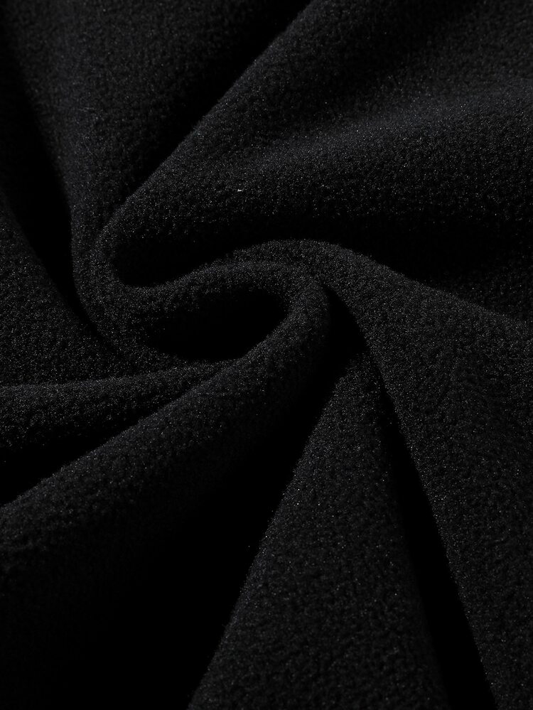 Claim Dot 1 Miếng Lỏng lẻo phù hợp Nam Một nửa khóa kéo Flannel Áo nỉ Với Patch Chi tiết - màu đen - Xem 3