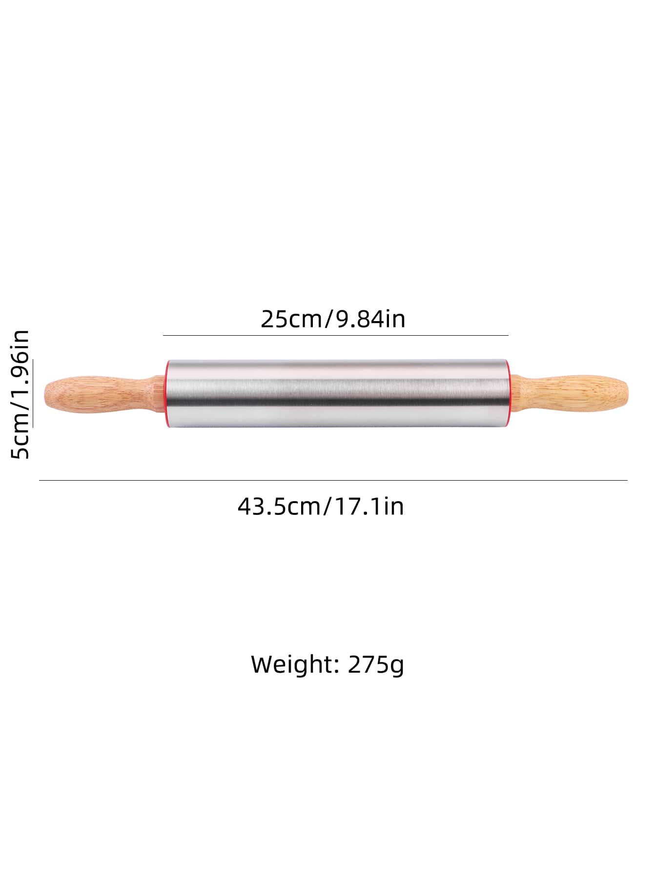 1pc Stainless Steel Rolling Pin - Silver - View 3