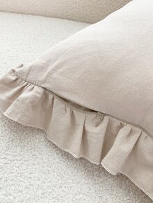 1 件皺褶蕾絲裝飾枕頭套或腰枕套 - 米色 - 查看 6